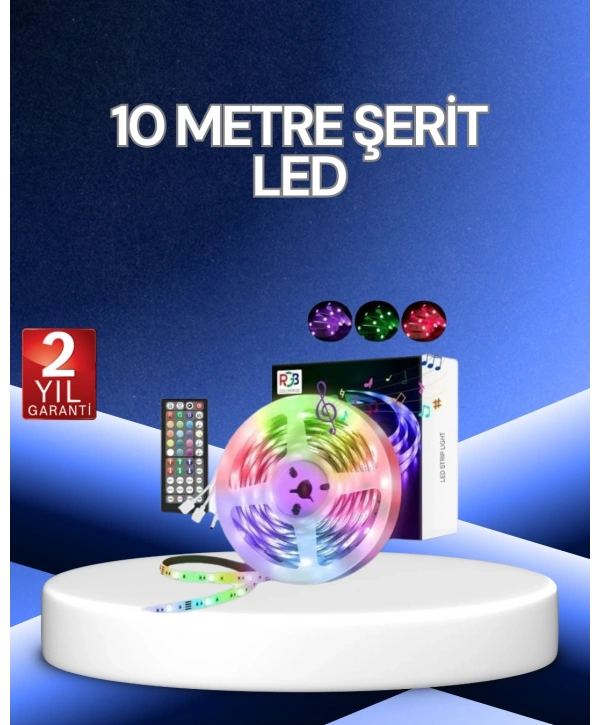 10 Metre Smart Şerit Led Bluetooth Telefon Kontrollü USB Enerjili