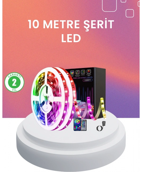 10 Metre Telefon Kontrollü Smart Şerit Led USB RGB Kumandalı