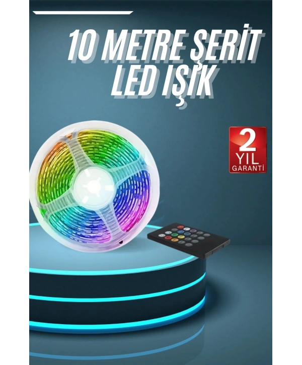 10M Şerit Led İç Mekan Renkli Rgb Şerit Led Kumandalı