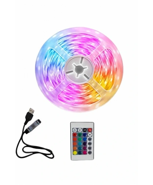 10M Şerit Led İç Mekan Renkli Rgb Şerit Led Kumandalı