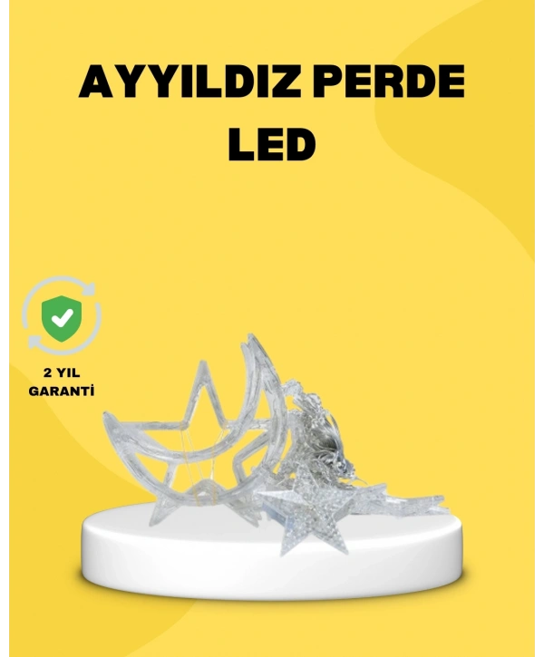 126 Led Yıldız Ay Figürlü Perde Işık Romantik Ambiyans