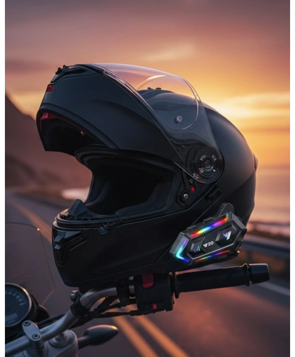 16 Mod RGB Işıklı Motosiklet Intercom Çift Telefon Destekli