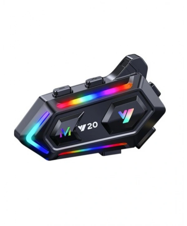 16 Mod RGB Işıklı Motosiklet Intercom Çift Telefon Destekli
