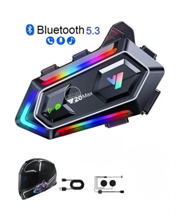 16 Mod RGB Işıklı Motosiklet Intercom Çift Telefon Destekli