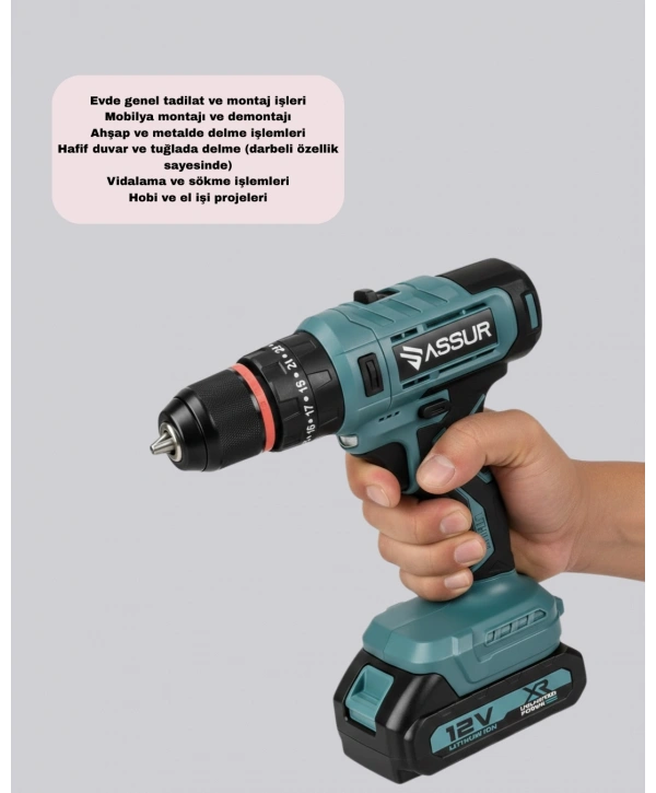 18 Parça Dijital Matkap Seti Çift Bataryalı