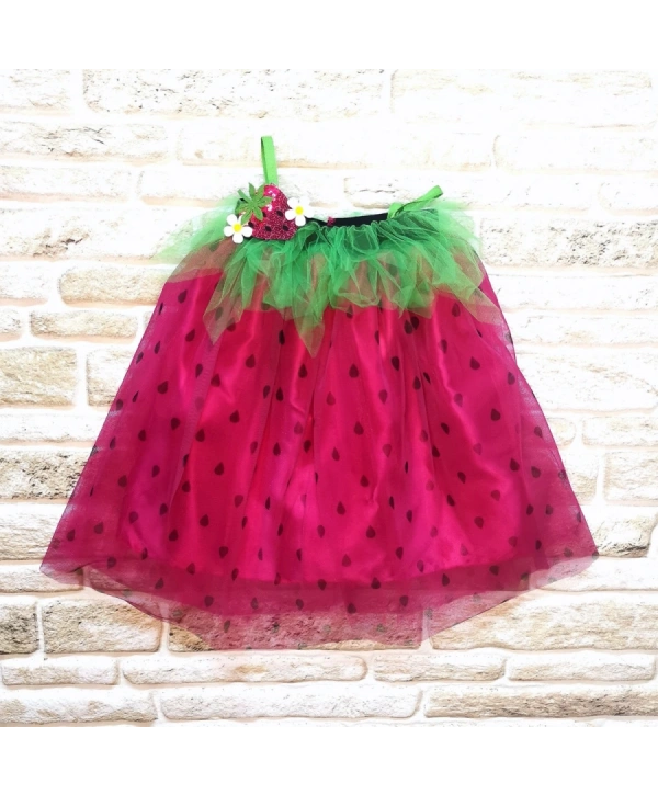2-3-4 Yaş Askılı Çilek Kostüm Kız Çocuk Elbise