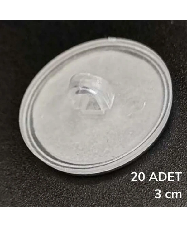 20 Adet Şeffaf Yuvarlak 3 Cm Çaplı Güçlü Disk Yapışkanlar (5047)