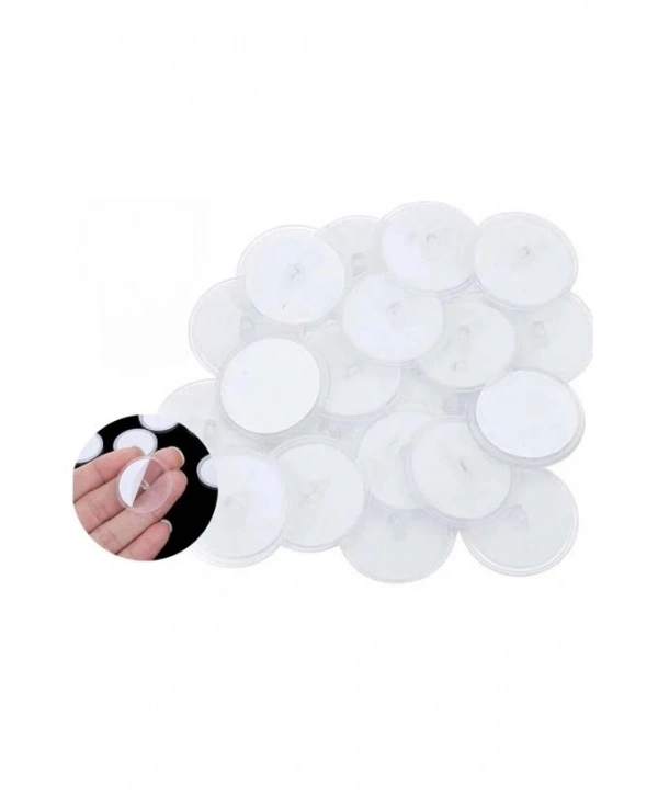 20 Adet Şeffaf Yuvarlak 3 Cm Çaplı Güçlü Disk Yapışkanlar (5047)