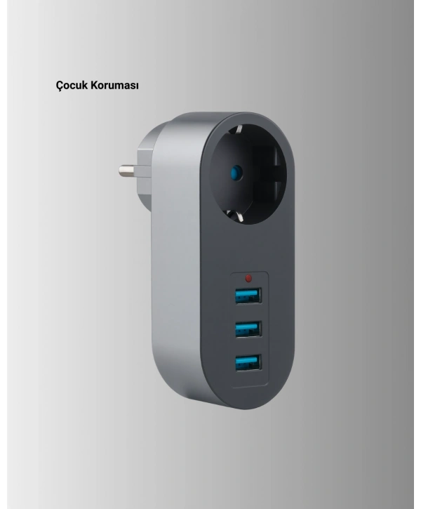 2500W Güç Destekli Akım Korumalı Priz – 3 USB Çıkışlı