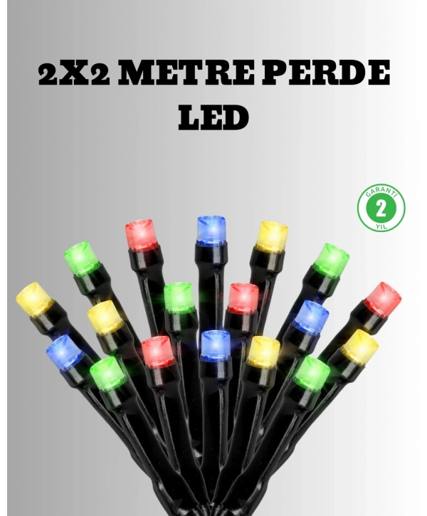 2x2 Metre Pil ile Çalışan Perde LED Işık – 8 Modlu Dekoratif