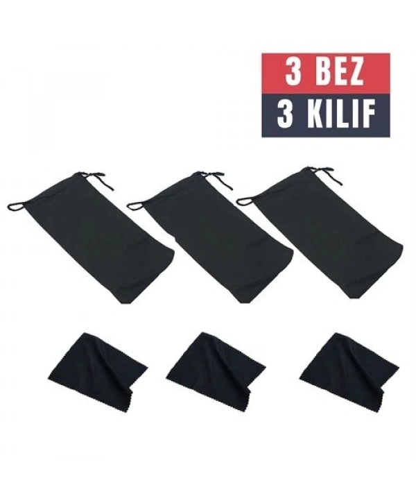 3 Adet Gözlük Kılıfı + Bez Seti