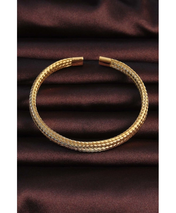 316L Çelik Altın Renk Hasır Görünüm Erkek Bileklik