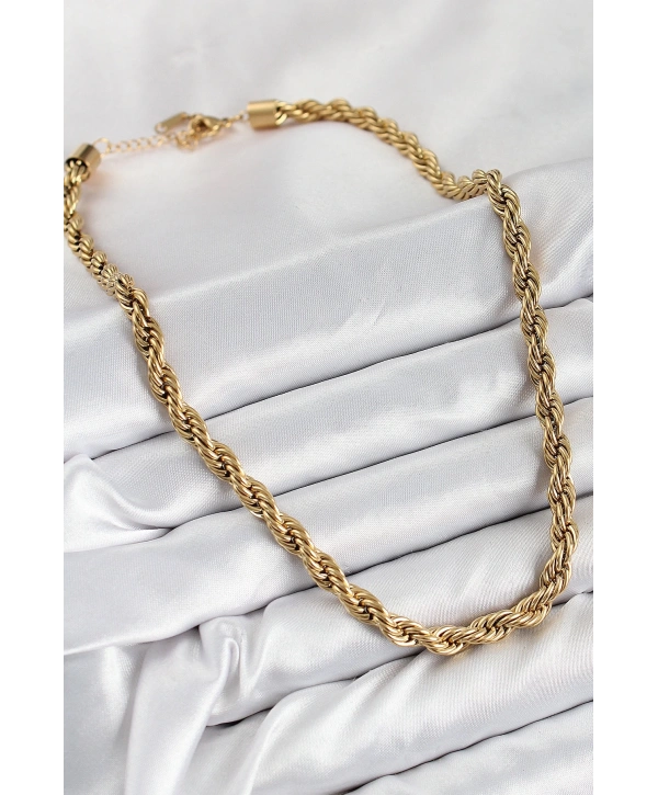 316L Çelik Burgu Model Gold Renk Kadın Kolye