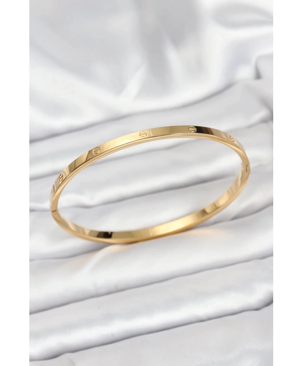 316L Çelik Gold Renk 65 mm İnce Kadın Kelepçe Bileklik