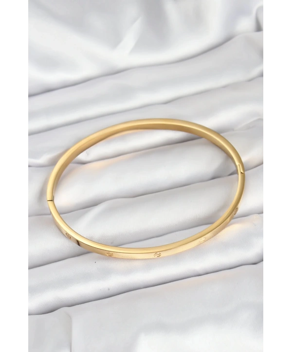 316L Çelik Gold Renk 65 mm İnce Kadın Kelepçe Bileklik