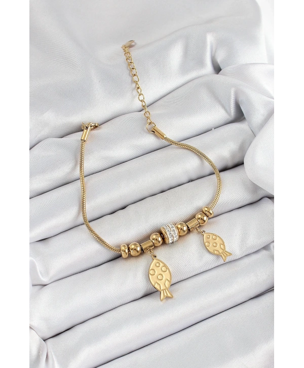 316L Çelik Gold Renk Balık Model Kadın Bileklik