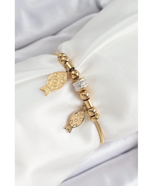 316L Çelik Gold Renk Balık Model Kadın Bileklik