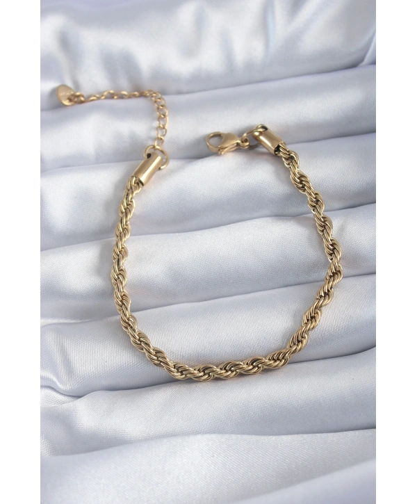 316L Çelik Gold Renk Burgu Model Kadın Bileklik