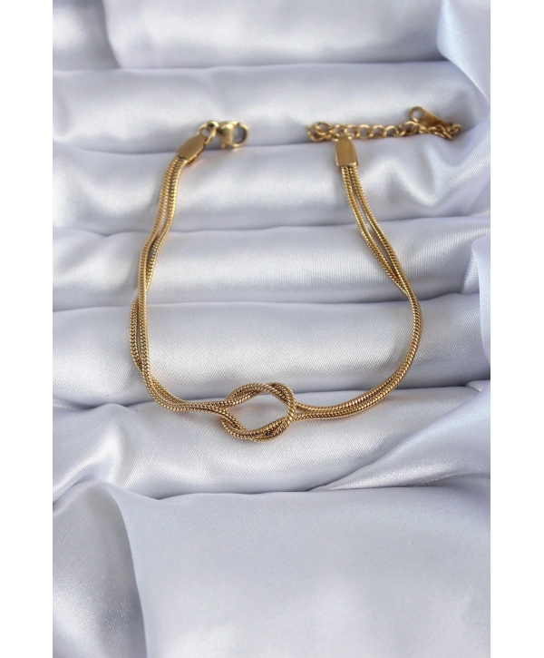 316L Çelik Gold Renk Düğüm Model Kadın Bileklik