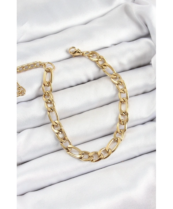 316L Çelik Gold Renk Kalın Zincir Erkek Bileklik