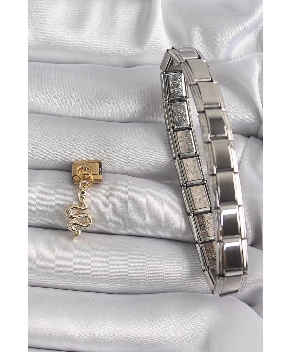 316L Çelik Gold Renk Sallantı Yılan Model Nomination Charm