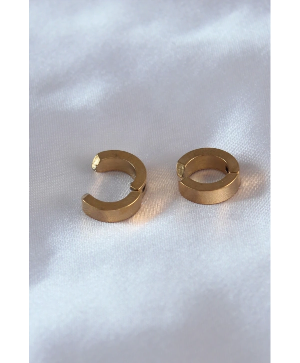 316L Çelik Gold Renk Sıkıştırmalı Erkek Küpe