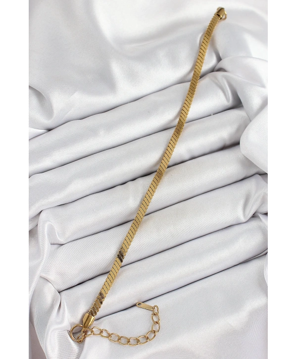 316L Çelik Gold Renk Yassı Zincir Model Kadın Bileklik