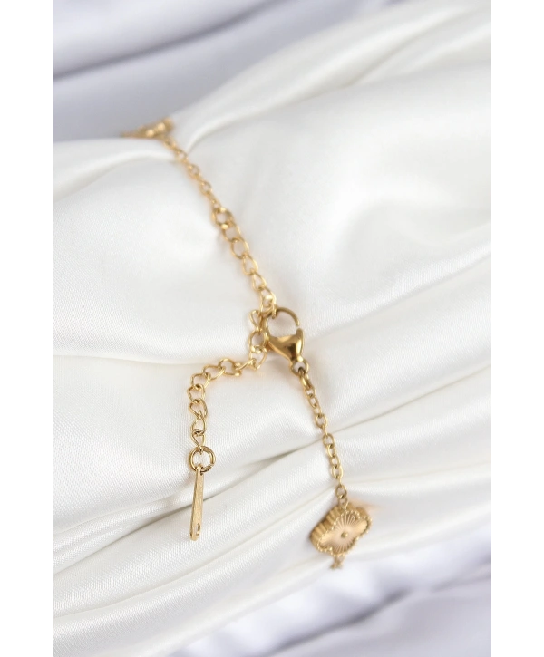 316L Çelik Gold Renk Yonca Kadın Bileklik