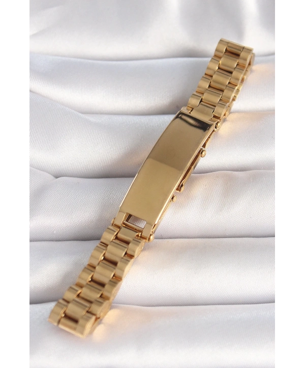 316L Çelik Gold Renk Zincir Künye Model Erkek Bileklik