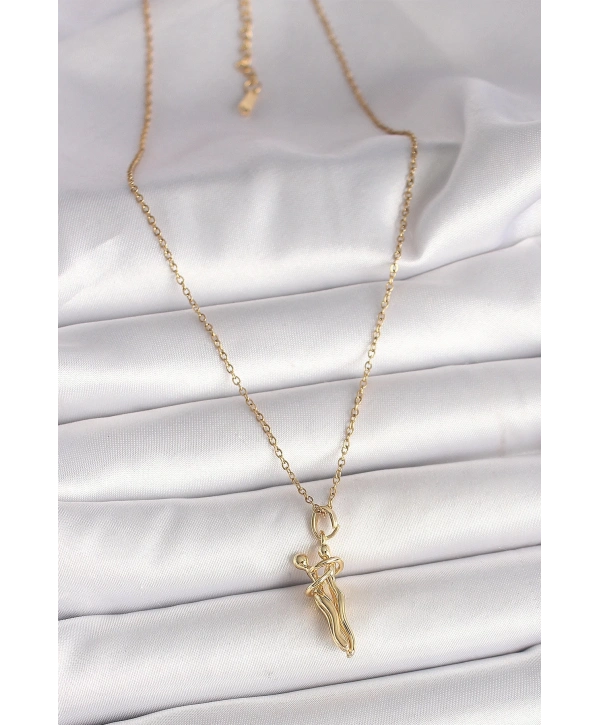 316L Çelik Gold Renk Zincir Sarılma Model Kadın Kolye