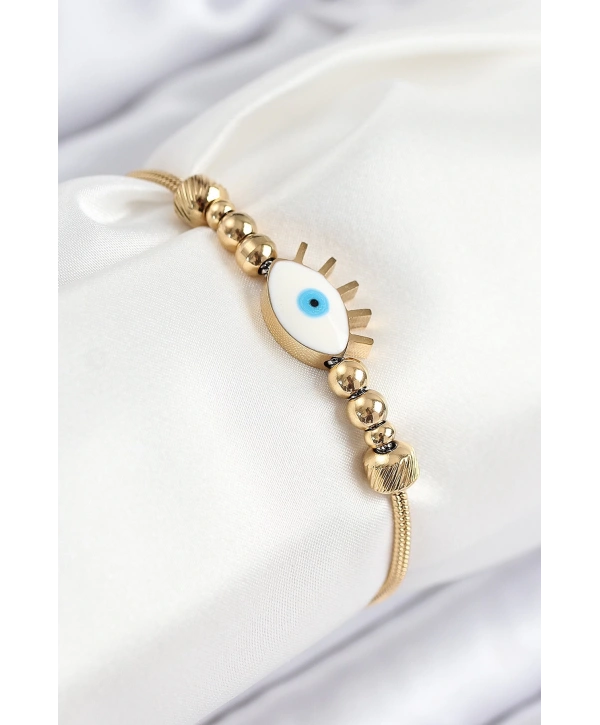 316L Çelik Göz Charm Model Gold Renk Kadın Bileklik
