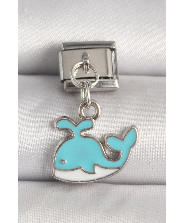 316L Çelik Gümüş Renk Mavi Balina Model Nomination Charm