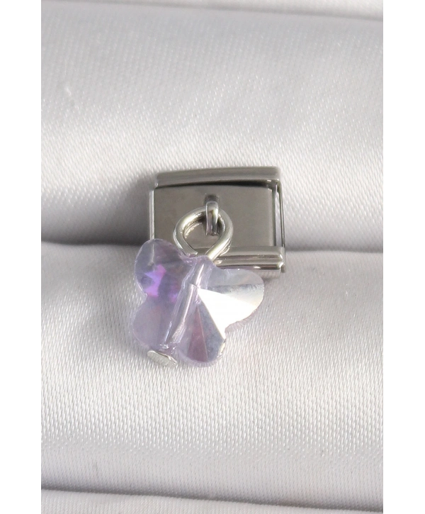 316L Çelik Gümüş Renk Mor Zirkon Taşlı Nomination Charm