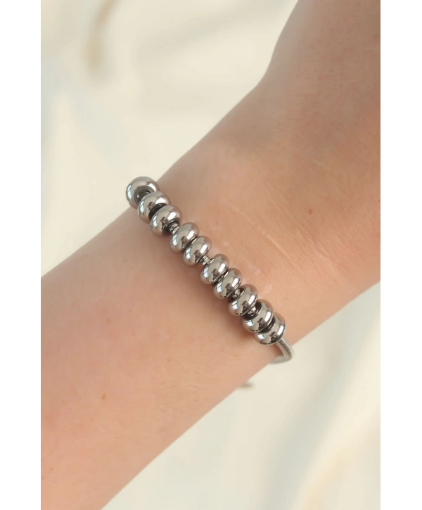 316L Çelik Gümüş Renk Oval Figürlü Bileklik