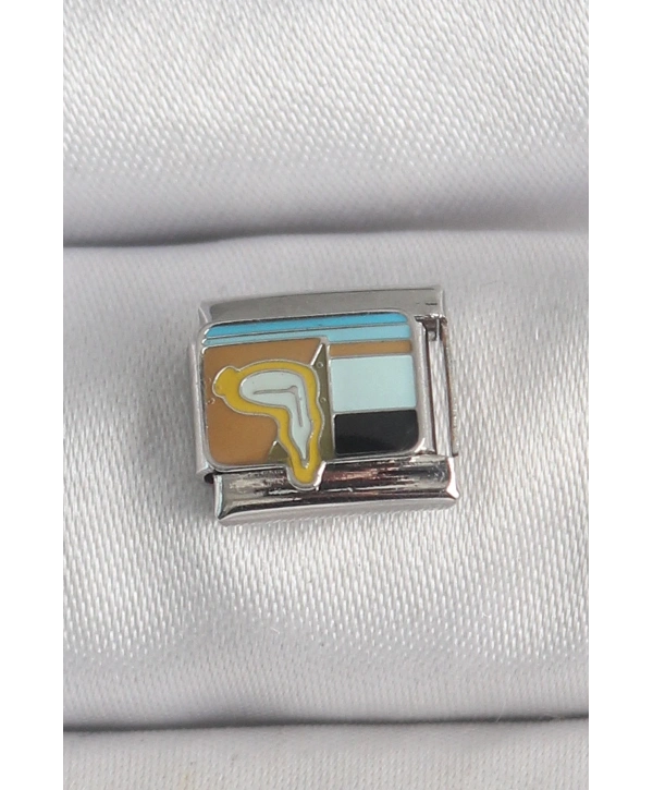 316L Çelik Gümüş Renk Renkli Portre Model Nomination Charm