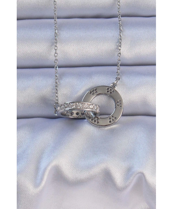 316L Çelik Gümüş Renk Zirkon Taşlı Kolye