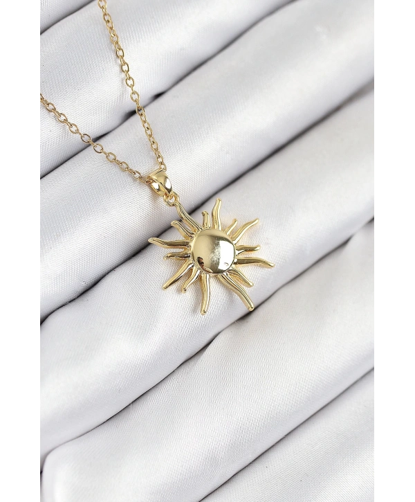 316L Çelik Güneş Model Gold Renk Kadın Kolye
