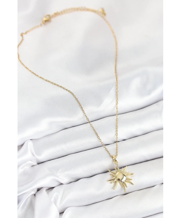 316L Çelik Güneş Model Gold Renk Kadın Kolye
