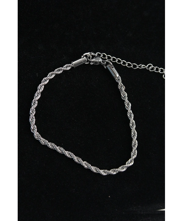 316L Çelik Halat Model Gümüş Renk Erkek Bileklik