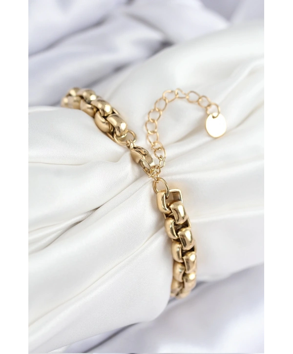 316L Çelik Halat Zincir Model Gold Renk Kadın Bileklik