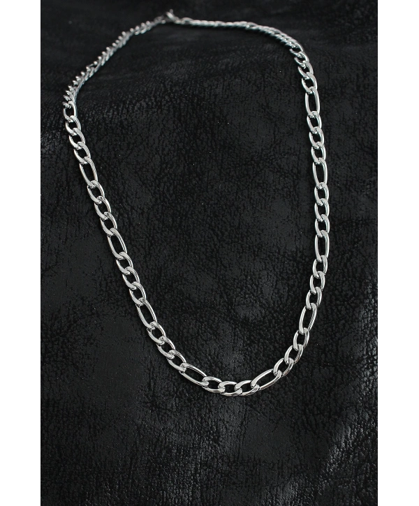 316L Çelik Kalın Figaro Zincir Model Gümüş Renk Erkek Kolye