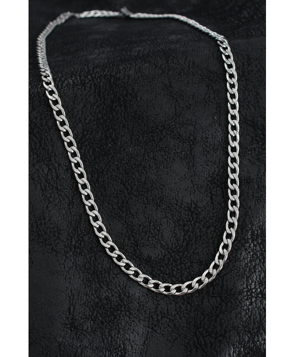 316L Çelik Kalın Klasik Zincir Model Gümüş Renk Erkek Kolye