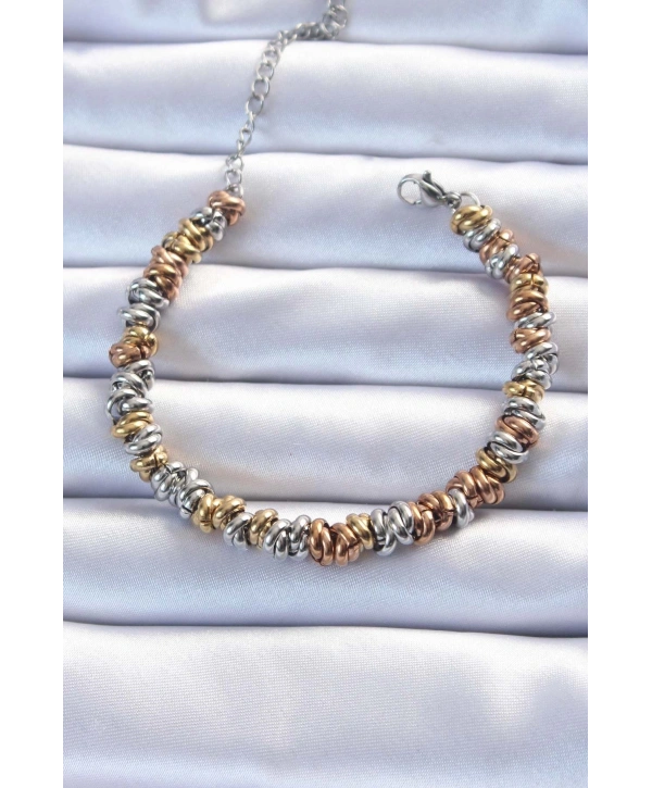 316L Çelik Karışık Renkli İç İçi Geçmeli Bombeli Bileklik