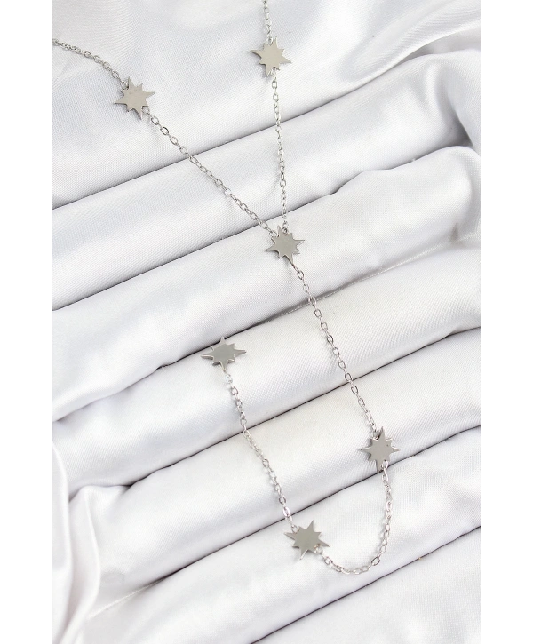 316L Çelik Kutup Yıldızı Figürlü Y Model Gümüş Renk Kadın Kolye