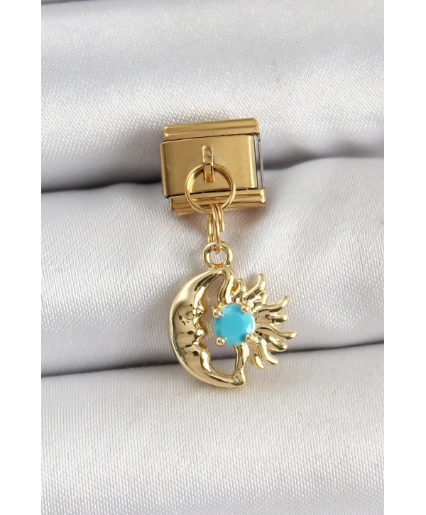 316L Çelik Sallantılı Ay Ve Güneş Model Gold Renk Nomination Charm