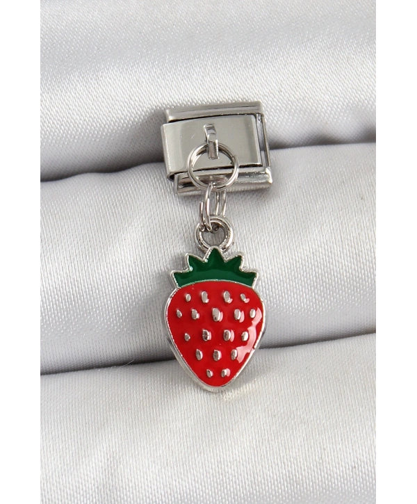 316L Çelik Sallantılı Çilek Model Gümüş Renk Nomination Charm
