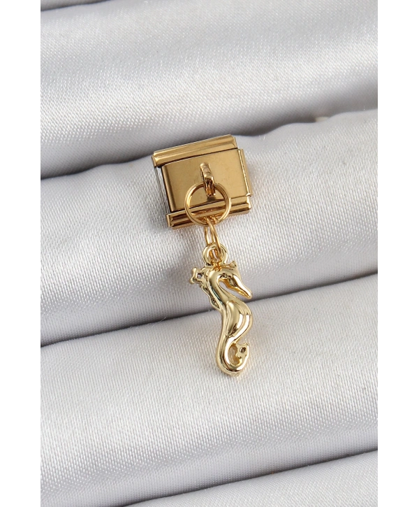 316L Çelik Sallantılı Deniz Atı Model Gold Renk Nomination Charm