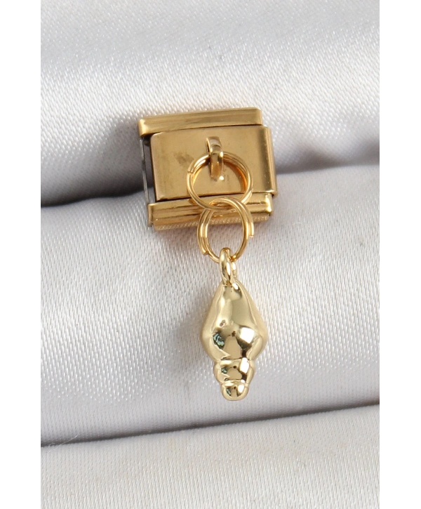 316L Çelik Sallantılı Deniz Kabuğu Model Gold Renk Nomination Charm