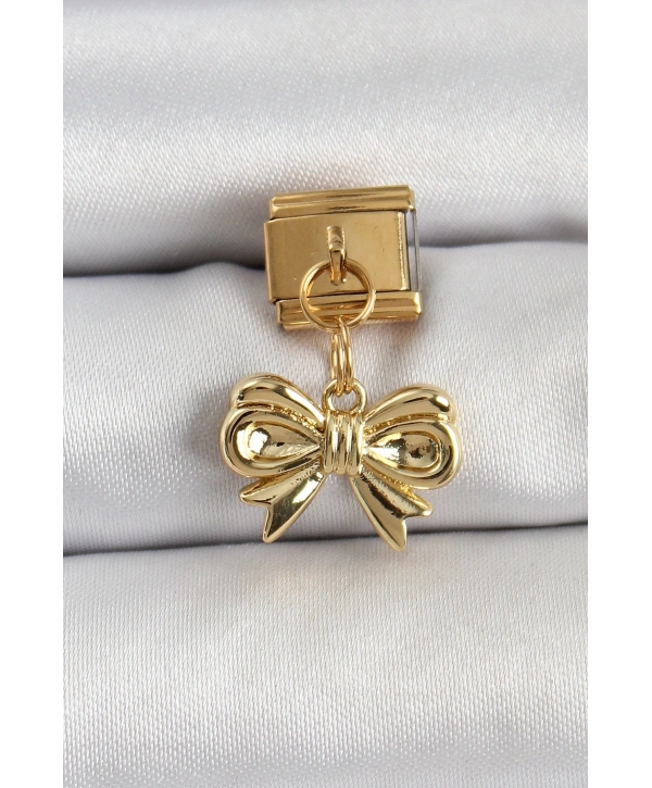 316L Çelik Sallantılı Fiyonk Model Gold Renk Nomination Charm