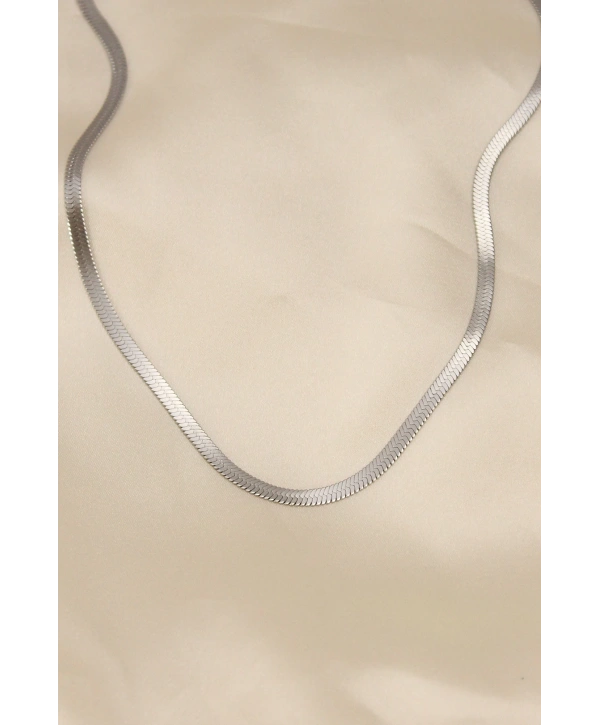 316L Çelik Silver Renk 45 cm İtalyan Zincir Model Kadın Kolye